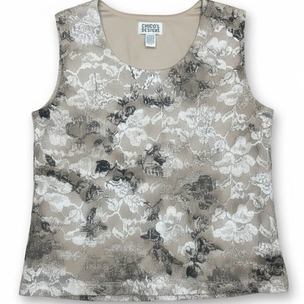 Chico's Design Black & White Floral Lace over Tan Lining Size 2 (Med)